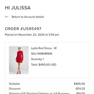 NADINE MERABI Red Long Sleeve Dress